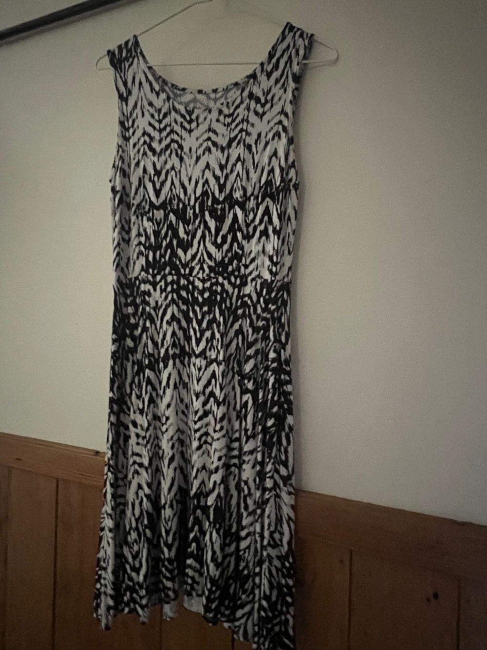 a.n.a. JCPenney Black & White Graphic Print Knit Tank Dress - Size Small